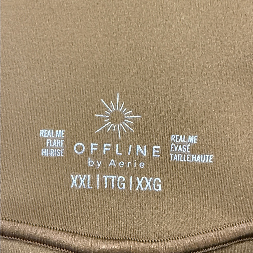 Offline by Aerie Real Me High Rise Flare Mustard Tan Athleisure Leggings Sz XXL - Picture 7 of 15